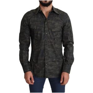 Dolce & Gabbana, Heren, Overhemden, Grijs, Maat: XL Katoen,