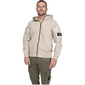 Stone Island, Heren, Sweatshirts & Hoodies, Beige, Maat: M Katoen,