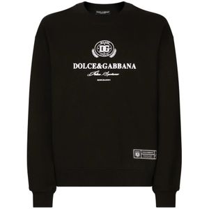 Dolce & Gabbana, Heren, Sweatshirts & Hoodies, Zwart, Maat: L Katoen,
