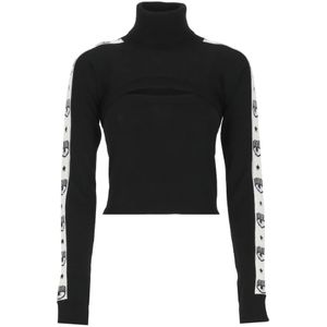 Chiara Ferragni Collection, Dames, Truien, Zwart, Maat: S Wol,
