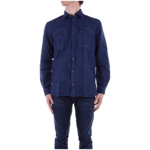 Fay, Heren, Overhemden, Blauw, Maat: L Katoen,