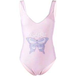 Ganni, Dames, Badkleding, Roze, Maat: S Poliester,