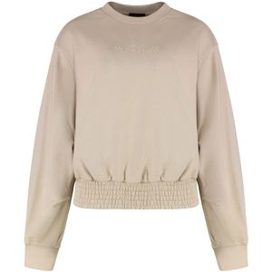 Moncler, Dames, Sweatshirts & Hoodies, Beige, Maat: M Katoen,