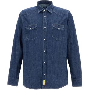 B.D Baggies, Heren, Overhemden, Blauw, Maat: XL Katoen,