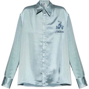 Avavav, Dames, Blouses & Shirts, Blauw, Maat: XS Satijn,