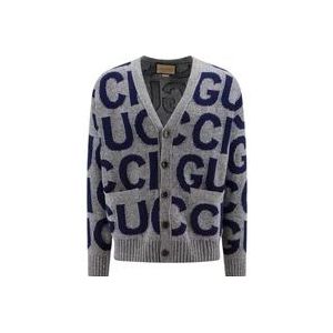 Gucci Logo Wollen Vest , Gray , Heren , Maat: S