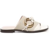 Coccinelle - Sandalen - Beige - Leer - Metalen Detail