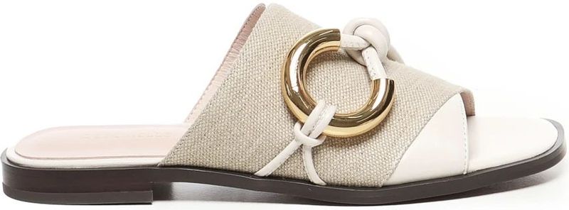 Coccinelle - Sandalen - Beige - Leer - Metalen Detail