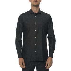 Luigi Borrelli Napoli, Heren, Overhemden, Zwart, Maat: XL Katoen,