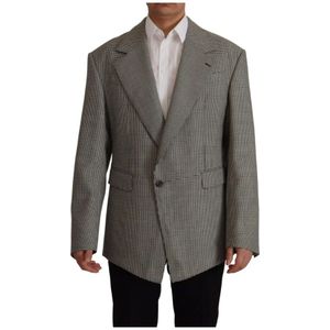 Dolce & Gabbana - Grijze Geruite Wollen Blazer - Heren