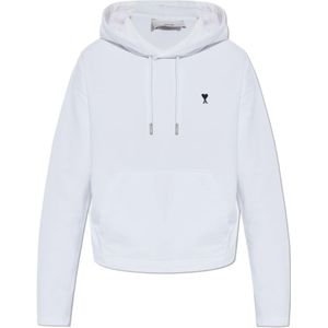 Ami Paris, Dames, Sweatshirts & Hoodies, Wit, Maat: 2XS Katoen,