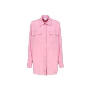 Pinko Roze Katoenen Lang Fit Shirt , Pink , Dames , Maat: 2XS