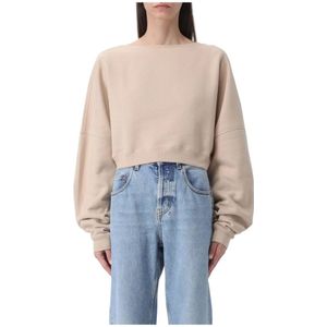 Saint Laurent, Dames, Sweatshirts & Hoodies, Beige, Maat: S Katoen,