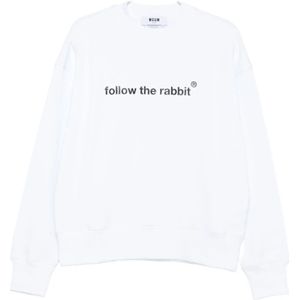 Msgm, Dames, Sweatshirts & Hoodies, Wit, Maat: M Katoen,