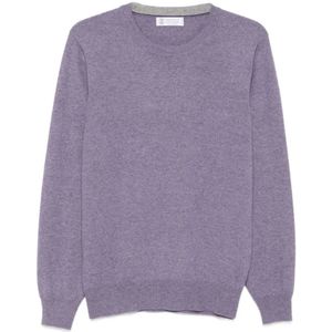 Brunello Cucinelli, Heren, Truien, Paars, Maat: L Kasjmier,