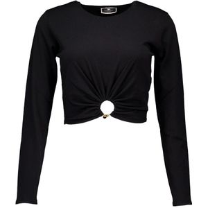 Elisabetta Franchi, Dames, Tops, Zwart, Maat: 2XL