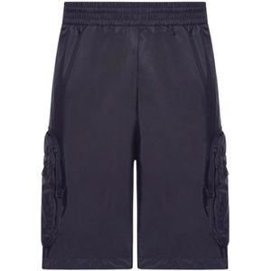 Moncler - 3 Moncler Mercedes-Benz - Korte Broeken - Marineblauw - Glanzend Polyamide