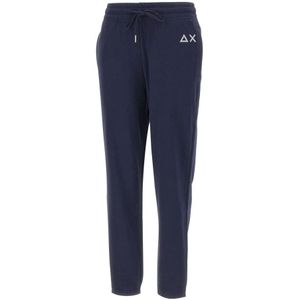 Sun68, Dames, Broeken, Blauw, Maat: S Fleece,