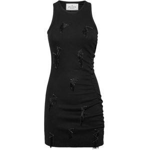 Philipp Plein, Dames, Jurken, Zwart, Maat: S Jersey,
