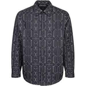 Palm Angels, Heren, Overhemden, Grijs, Maat: L Polyamide,