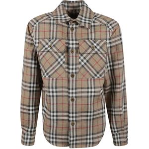 Burberry, Heren, Overhemden, Bruin, Maat: S Katoen,