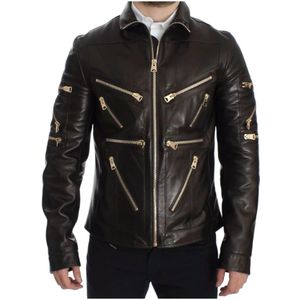 Dolce & Gabbana, Heren, Jassen, Bruin, Maat: M Leer,