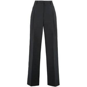 Burberry Wollen broek met brede plooien , Black , Dames , Maat: 2XS