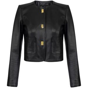 Elisabetta Franchi, Dames, Jassen, Zwart, Maat: M Vinyl,