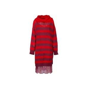 Twinset Gestreepte Mohair Jurk met Kant , Multicolor , Dames , Maat: S