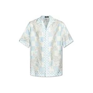 Versace Zijden shirt met korte mouwen , Blue , Heren , Maat: XL