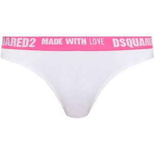 Dsquared2 Logo Katoenen Briefs , White , Dames , Maat: 2XL