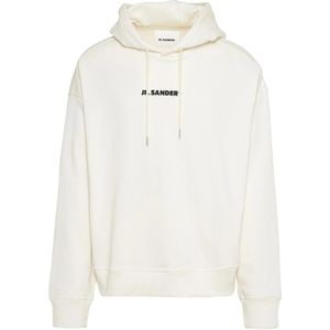 Jil Sander - Hoodie - Wit - Katoen - Met Logo-Print