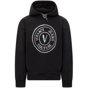 Versace Jeans Couture, Heren, Sweatshirts & Hoodies, Zwart, Maat: M