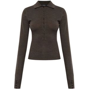 Jacquemus, Dames, Truien, Bruin, Maat: 2XS Wol,