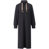 Marc Cain - Midi Jurk - Zwart - Dames - Met Opstaande Kraag