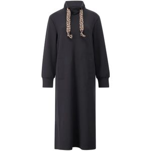 Marc Cain - Midi Jurk - Zwart - Dames - Met Opstaande Kraag