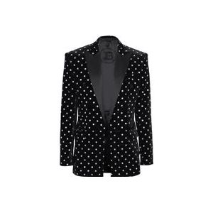 Balmain Fluweel jasje met glitter stippen , Black , Heren , Maat: XL