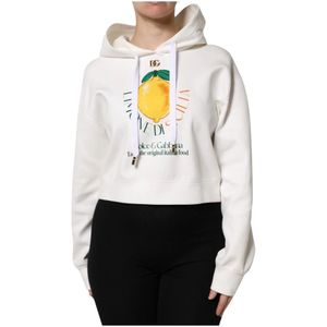 Dolce & Gabbana, Dames, Sweatshirts & Hoodies, Wit, Maat: XS Katoen,