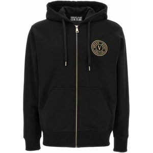 Versace, Heren, Sweatshirts & Hoodies, Zwart, Maat: L Katoen,