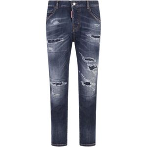 Dsquared2 Blauwe Stretch Katoenen Denim Dames Jeans , Blue , Dames , Maat: 3XS