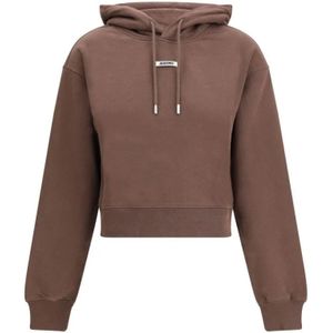 Jacquemus - Hoodie - Bruin - Dames - Katoen - Met Logo en Trekkoord