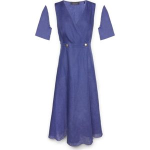 Elena Mirò, Dames, Jurken, Blauw, Maat: 4XL Linnen,