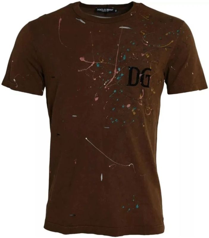 Dolce & Gabbana - TSH86401 - T-shirt - Bruin - Katoen - Korte Mouwen