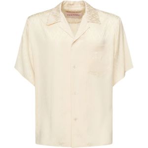Valentino Garavani, Heren, Overhemden, Beige, Maat: L Katoen,