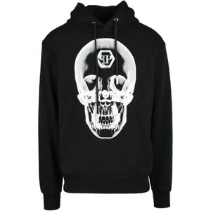 Philipp Plein, Heren, Sweatshirts & Hoodies, Zwart, Maat: L Katoen,