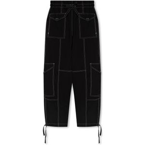 Ganni, Dames, Broeken, Zwart, Maat: 2XS Viscose,