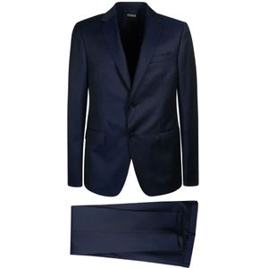 Zegna, Heren, Pakken, Blauw, Maat: XL Wol,