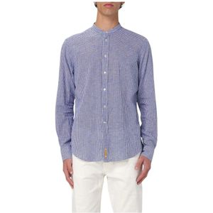 B.D Baggies, Heren, Overhemden, Blauw, Maat: S Linnen,