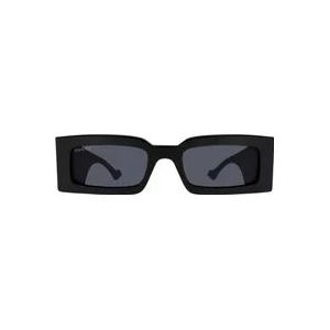 Gucci Zwart Grijs Rechthoekige Zonnebril , Black , Dames , Maat: 53 MM