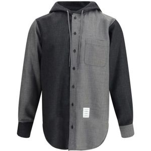 Thom Browne, Heren, Overhemden, Grijs, Maat: L Wol,